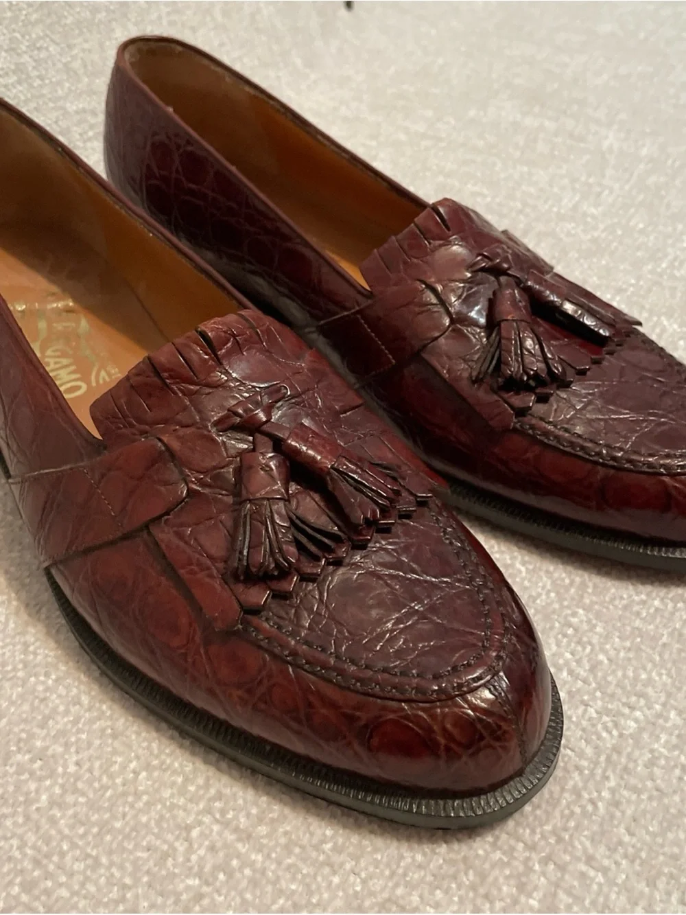 Salvatore Ferragamo Men's Genuine Crocodile Leather Loafers Brown Size 11.5 D